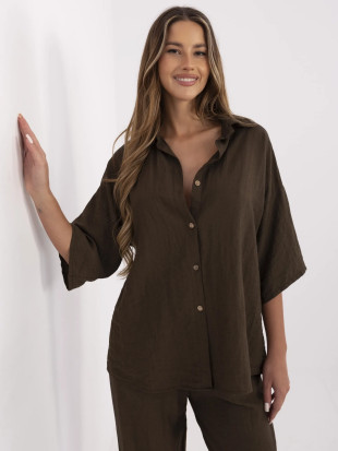 Blusa marrone con maniche 3/4
