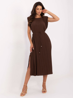 Elegante abito midi in marrone scuro