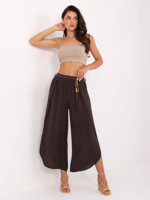 Eleganti pantaloni palazzo in marrone scuro