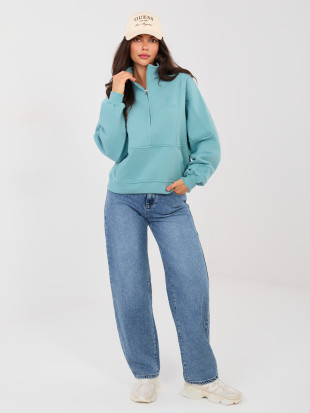 Jeans donna balloon fit a vita alta, blu scuro