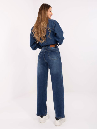 Jeans donna a gamba larga e vita alta – blu scuro