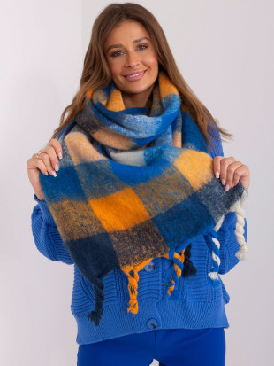 Elegante sciarpa blu con frange