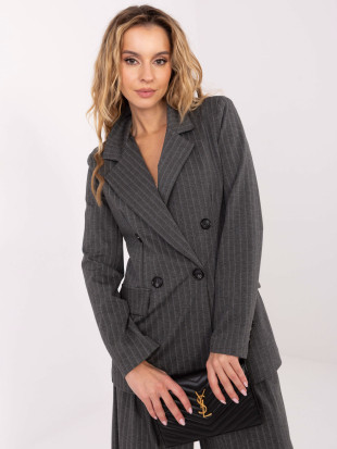 Blazer elegante da donna a righe, grigio scuro