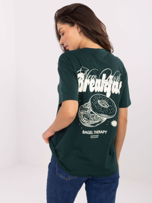 T-shirt elegante verde scuro con stampa