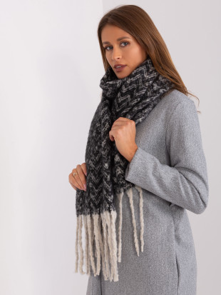 Sciarpa geometrica nera-beige