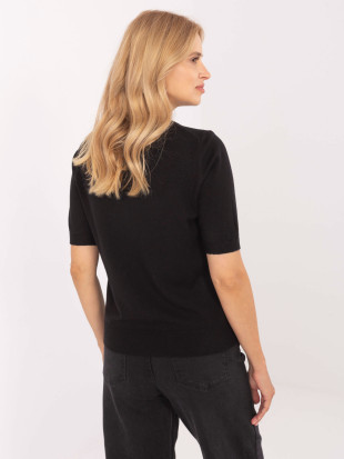 Elegante maglione nero con maniche corte