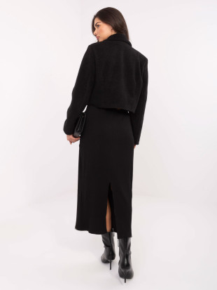 Cappotto corto elegante nero con fodera