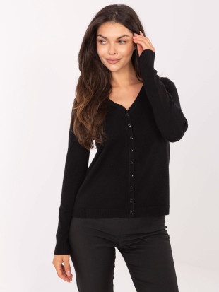 Elegante maglione nero con scollo a V