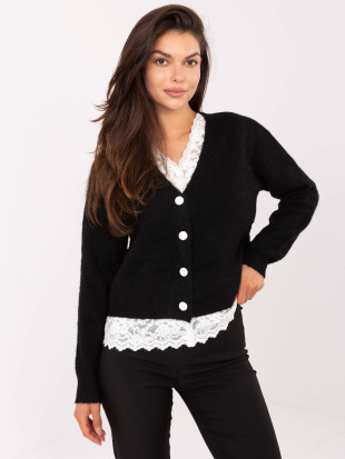 Elegante maglione nero con pizzo