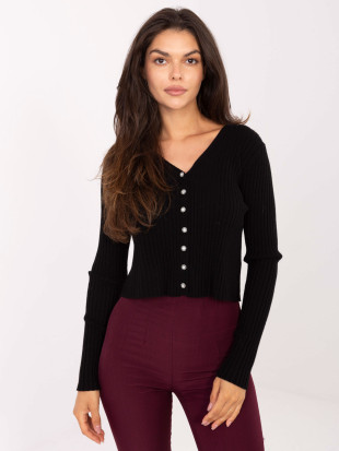 Elegante maglione nero con scollo a V