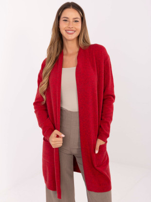 Cardigan rosso con tasche