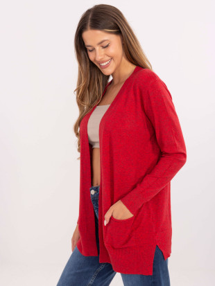 Cardigan rosso con tasche