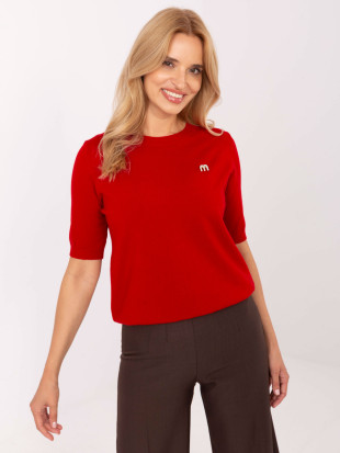 Pullover rosso elegante con maniche corte