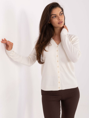 Elegantni ecru pulover s V-izrezom