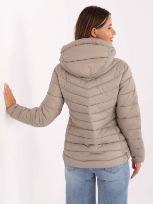 Giacca trapuntata beige con cappuccio