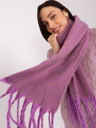 Sciarpa viola-beige con frange