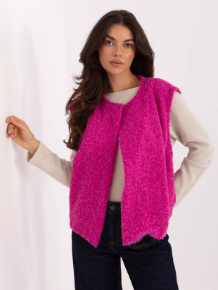Gilet lavorato a maglia fucsia con tasche