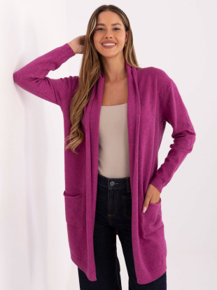 Cardigan fucsia con tasche