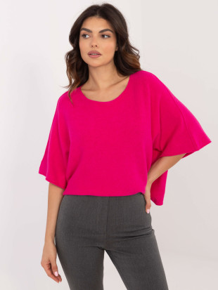Maglione elegante fucsia con maniche 3/4