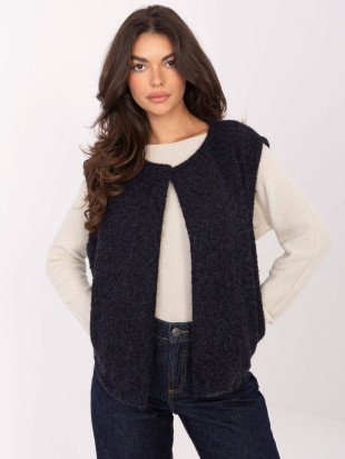 Gilet blu lavorato a maglia con tasche