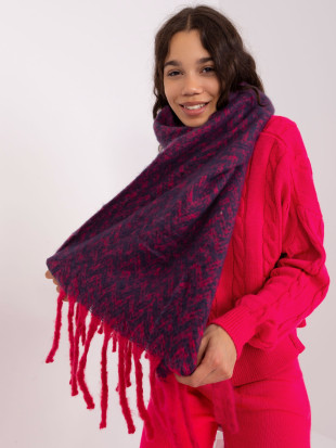Sciarpa da donna in blu navy e rosa con motivo geometrico