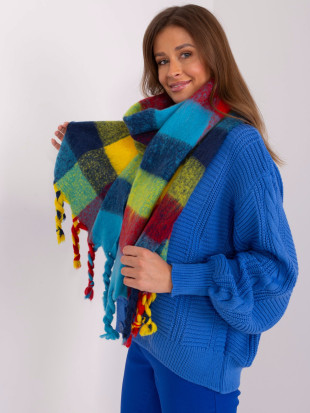 Elegante sciarpa blu con frange
