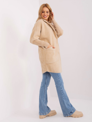 Cappotto donna beige chiaro in alpaca e lana