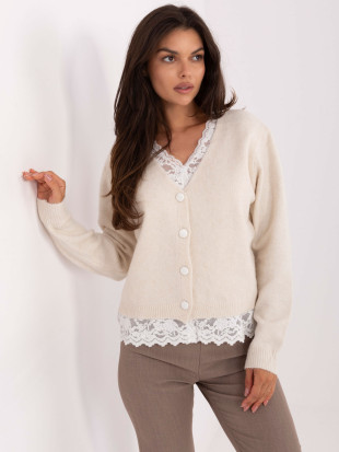 Elegante maglione beige con maniche lunghe