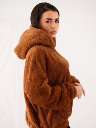 Felpa beige con cappuccio e tasca