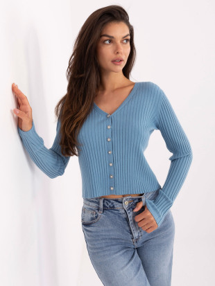 Pullover blu elegante con scollo a V