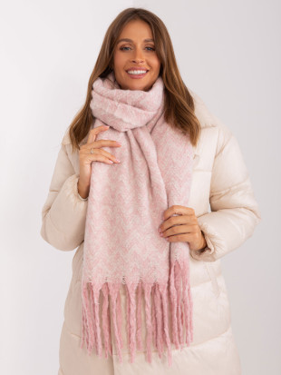 Sciarpa geometrica rosa chiaro con frange