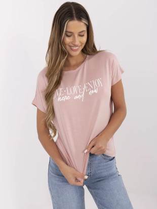 T-shirt stiloso con stampa in rosa chiaro