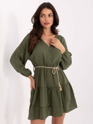 Khaki haljina s dugim rukavima