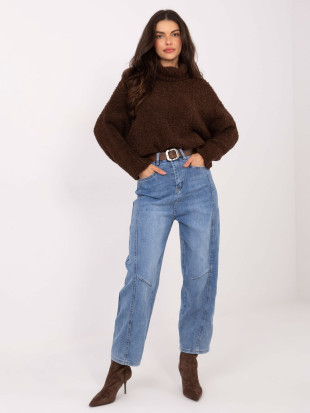 Ženske balloon traperice visokog struka, plave