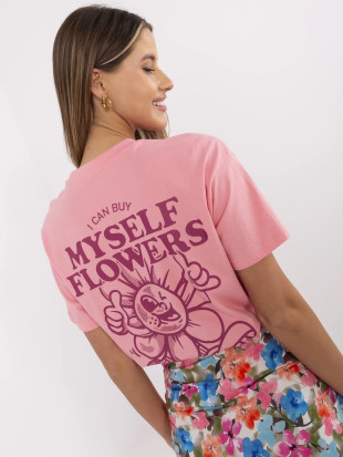 T-shirt rosa con stampa