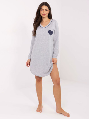 Camicia da notte grigia da donna con stampa