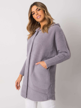 Cappotto grigio in alpaca con cappuccio