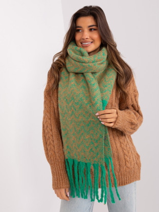 Sciarpa da donna verde-marrone con motivo geometrico