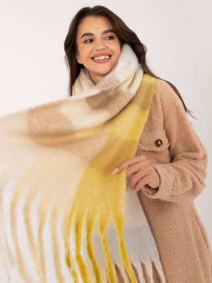 Elegante sciarpa gialla con motivo a quadri