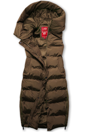 Gilet trapuntato lungo marrone