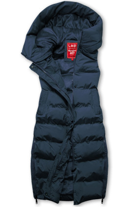 Gilet trapuntato lungo blu scuro