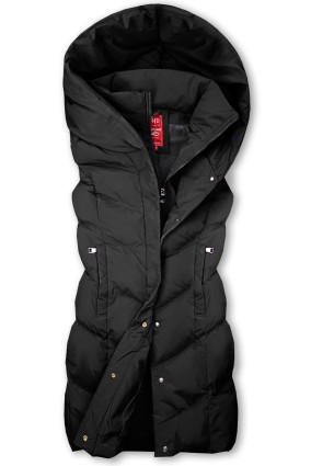 Gilet invernale nera con cappuccio