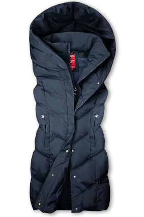 Gilet invernale blu scuro con cappuccio