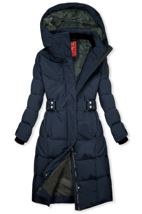 Giacca invernale blu scuro con cintura